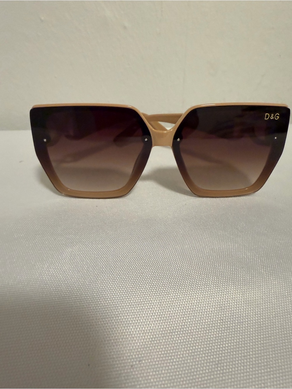 D&G Beige Frame Sunglasses with Brown Gradient Lenses